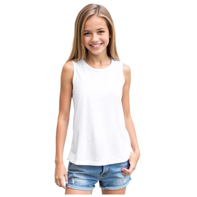 DXOUPM Camisoles pour Filles Légères à Col Rond Sans Manches Chemise Ample Vacances Sorties