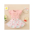 thumbnail image 3 of Gzhioc Newborn Girls Three-Piece Casual Outfits, Flying Sleeve Round Neck Bodysuit + Floral Pattern Mesh Skirt + Decorative Headband, 3 of 9