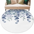 thumbnail image 2 of Blue Teal Botanical Round Area Rug 5 FT, Non Slip Bedroom Rugs, Eucalyptus Leaves Pastoral Floral Washable Soft Circular Carpet Non-Shedding Floor Mat for Kitchen Dining Room Foyer Balcony Dorm, 2 of 8