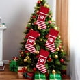 thumbnail image 4 of Honeeladyy Personalized Christmas Stockings, Cute Paw Print Red Christmas Stockings, 19.68 Large Knitted Striped Xmas Stockings for Christmas Holiday Decoration (1 Pcs), 4 of 5