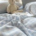 thumbnail image 5 of 3 Pieces Boho Blue Plaid Bedding Set Blue Grid Duvet Cover with Zipper Ties 100% Washed Microfiber Bedding Set Luxury Soft Breathable Durable,King Size, 5 of 6