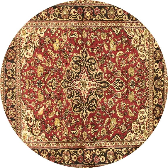 Ahgly Company Indoor Round Medallion Brown Traditional Area Rugs, 8' Round