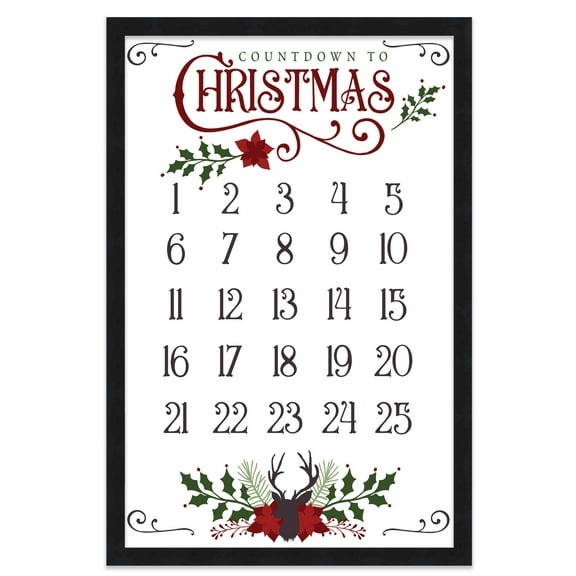 Countdown to Christmas 16.5" x 23.5" Framed Christmas Wall Decor Art Print Sign Poster in a Black