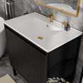 thumbnail image 4 of Modern Black Wood Freestanding Bathroom Vanity with White Sink Top 2-Door Design for Bathroom Storage & Stylish Organization, 4 of 5