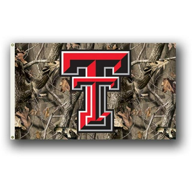 Drapeau 3 Pi. X 5 Pi. avec Illets - Fond Camouflage Realtree - Texas Tech Red Raiders