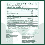 Luma Nutrition Omega 3 Fish Oil Supplement - Extra Strength 2500mg Per Serving - 2000mg EPA & DHA Per Serving - Brain and Heart Health - 60 Softgels, 30 Servings