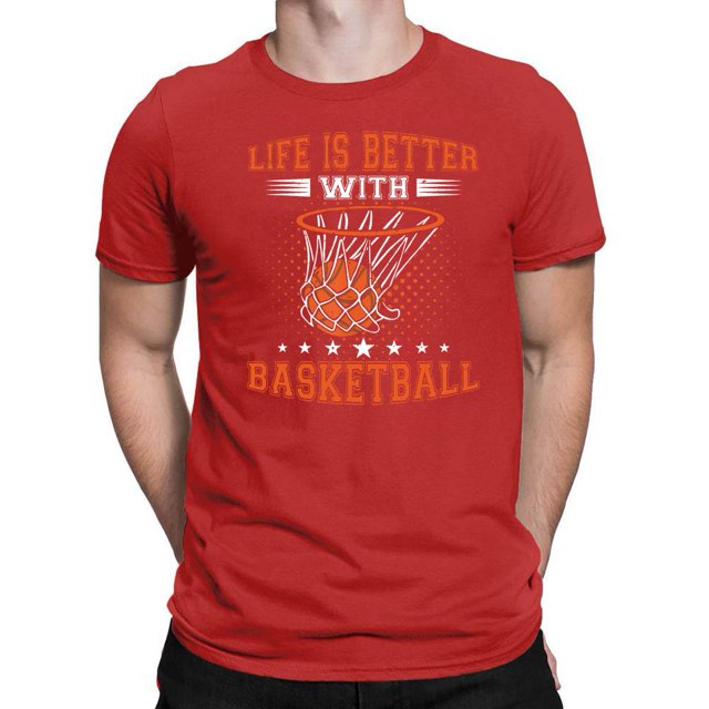 La vida es mejor con la camiseta de baloncesto de los hombres-015689-Rojo-S Tmvgtek Para estrenar