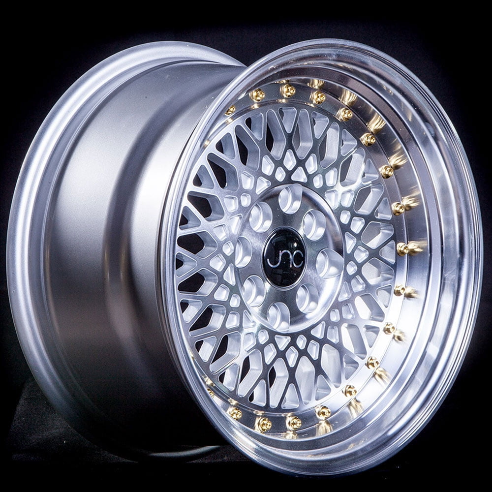 15 JNC034 Matte Bronze Black Lip Gold Rivet Rim JNC Wheels 4x100-15x8 inch 