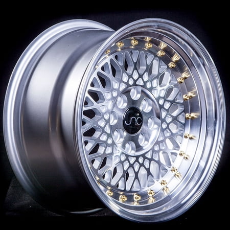 For 18x8.5 inch (1 Single Wheel Only) JNC Wheels - 18" JNC031 Silver Machined Face Gold Rivet Rim - 5x100/5x114.3 JNC Wheels-18515580294