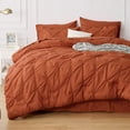 thumbnail image 3 of U by Bedsure Twin Size Comforter Sets - 5 Pieces Pintuck Bed Set Twin Size, Orange Twin Size Bed in a Bag with Comforter, Sheets, Pillowcase & Sham, Burnt Orange, 3 of 8