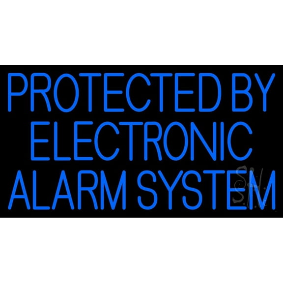 Protected By Electronic Alarm LED Neon Sign 20 x 37 - inches, Clear Edge Cut Acrylic Backing, with Dimmer - Bright and Premium built indoor LED Neon Sign for Computer & Electronics store decor.