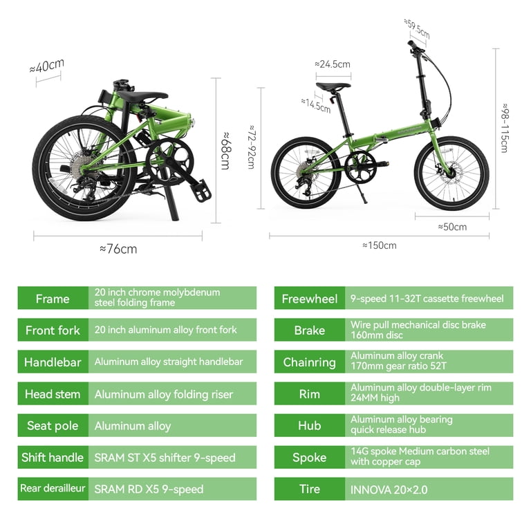 ROCKBROS SVK Folding Bike 20-inch SRAM Shifting 9-speed Chromoly