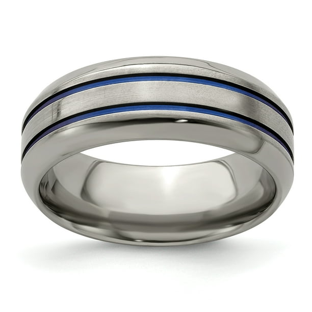 Edward Mirell Titanium Bevel 8mm Ring Wedding Man Classic Beveled Edge For Dad Mens For Him