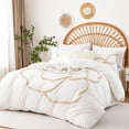 thumbnail image 4 of Duvet Cover Queen Size, Boho Tufted  3 Pieces Microfiber Duvet Covers Set with Zipper Closure, Soft Breathable Floral Bedding Set for All Seasons(White Queen, 90"x90"), 4 of 6