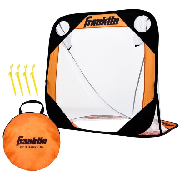 Franklin Sports Youth Lacrosse Pop-Up Goal – 3’x3’ Portable Net with Carrying Case – Backyard Practice Goal for Kids – Easy Setup with Ground Stakes
