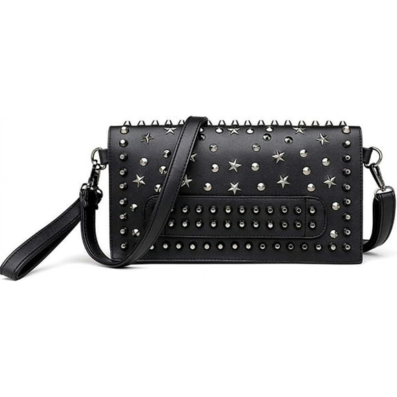 Women Small Punk Rivet Handbag Purse Clutch Shoulder Tote Top-handle Bag