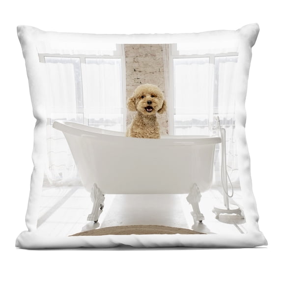 Stupell Industries Happy Puppy in Bathtub Design by CAD Designs Throw Pillow