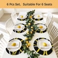 thumbnail image 5 of Yellow Geometric Round 15 Inch Placemats Set of 8, Modern Abstract Simple Lines Black HeatResistant Non Slip Place Mats for Dining Table, Wipeable Braided Kitchen Table Mats for Housewarming, 5 of 9