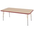 thumbnail image 1 of ECR4Kids 24in x 60in Rectangle Everyday T-Mold Adjustable Activity Table Maple/Red/Sand - Standard Swivel, 1 of 2