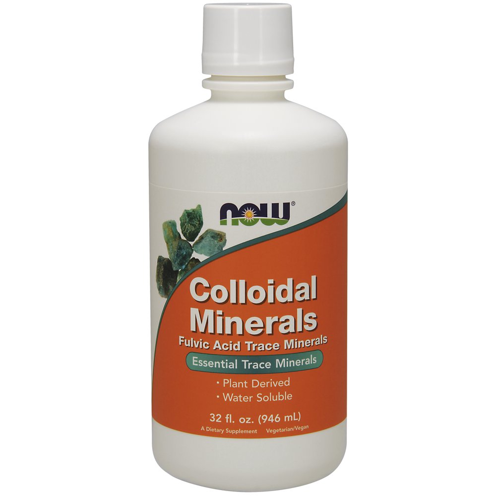 NOW Supplements, Colloidal Minerals Liquid, Plant Derived, Essential Trace Minerals, 32Ounce
