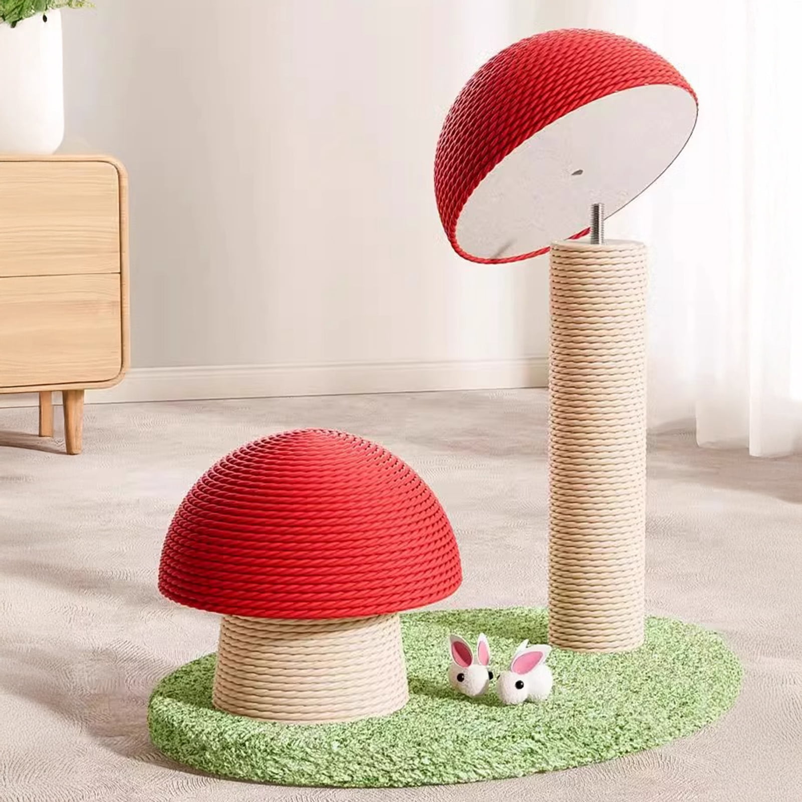 YIFAEUX Mushroom Cat Scratching Post Sisal Rope Mushroom Cat Scratcher Interactive Vertical Cat Climbing Tree And Scratching Toy for Indoor Kittens Adult Cats