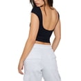 thumbnail image 4 of Coduop Women Backless T-Shirt Short Sleeve Crew Neck Crop Top Open Back Slim Fit Tee Tops, 4 of 5