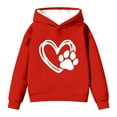 thumbnail image 2 of Girls Long Sleeve Hooded Sweatshirt with Cute Puppy and Heart Print Casual Hoodies Sweatshirts Jacket Soft Lined Fall Winter Warm Valentine's Day Gifts(Red,5-6 Years), 2 of 5