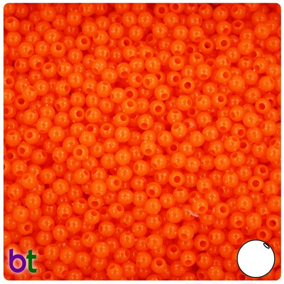 BeadTin Tangelo Neon Bright 4mm Round Plastic Beads (1000pcs)