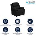 thumbnail image 4 of Deluxe Padded Contemporary Black Leather Kids Recliner with Storage Arms, 4 of 9