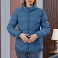 thumbnail image 2 of LEBONYARD Women's Trendy Zip-Up Hoodless Stand Collar Short Length Down Jacket Long Sleeve Solid Colored Pocket Ladies Winter Warm Puffer Jacket Coat, 2 of 6