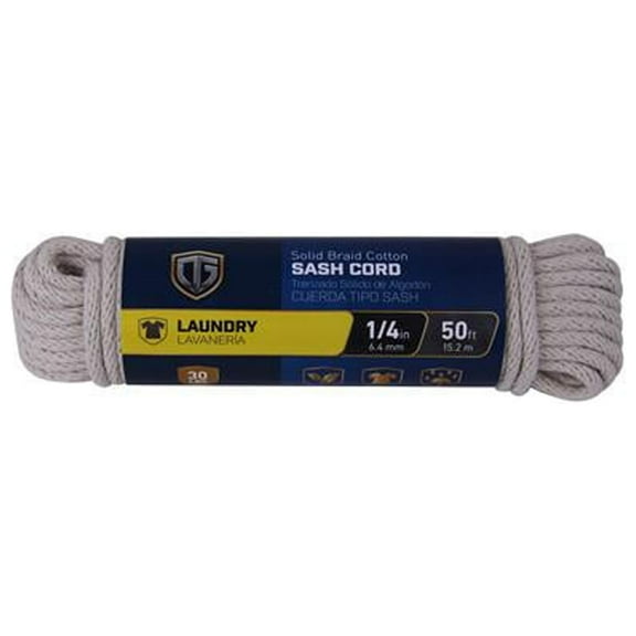 642031 Sash Cord, Smooth, Braided Cotton, 1/4-In. x 50-Ft. - Quantity 6
