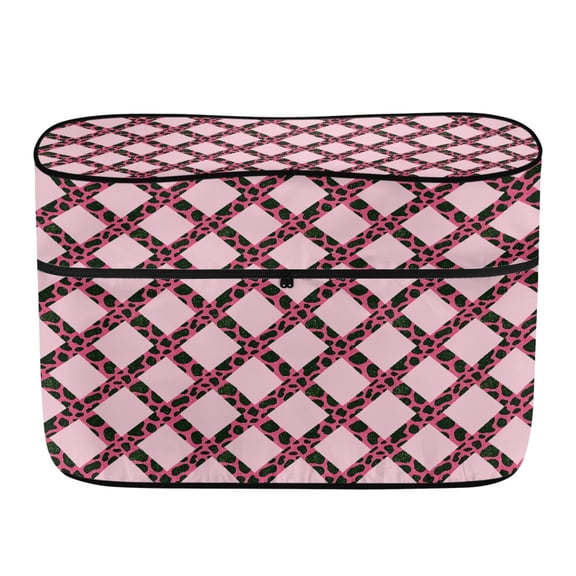 FUIALDOLG Pink Green Check RV Dual Propane Tank Cover, Durable Polyester Waterproof Easy Use Cover for Travel Outdoor Camping