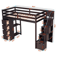 thumbnail image 3 of Tcbosik Twin Size Loft Bed, Wood Bed Frame with Storage Drawers and Open Shelves, Stair and Guardrail, Space Saving, No Box Spring Needed, Espresso, 3 of 9