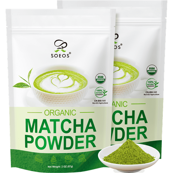 Soeos organic matcha powder 2oz*2, 4oz in total