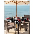 thumbnail image 2 of Red Black Geometric Outdoor Tablecloth - 60x60 Inch Square Dining Table Cover, Modern Color Block Abstract Waterproof Outdoor Table Cloth with Umbrella Hole & Zipper for Picnic/Patio/Party, 2 of 7