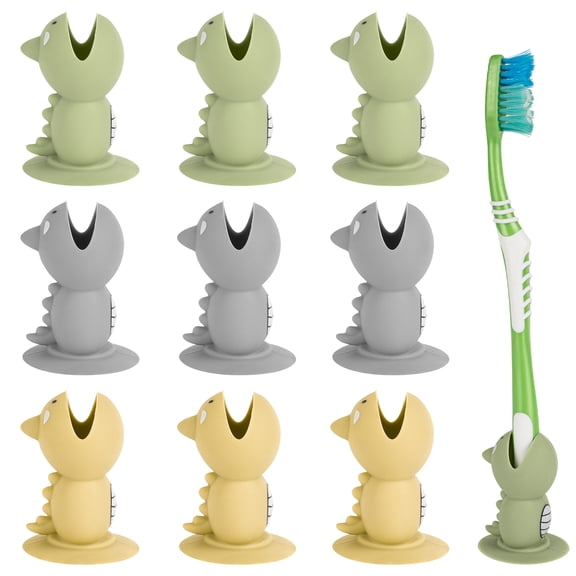 Linkidea 9 Pack Cute Standing Toothbrush Cover with Suction Cup, Portable Travel Brush Head Stand Protector, Compatible with Oral-B CrossAction, Reach Essentials