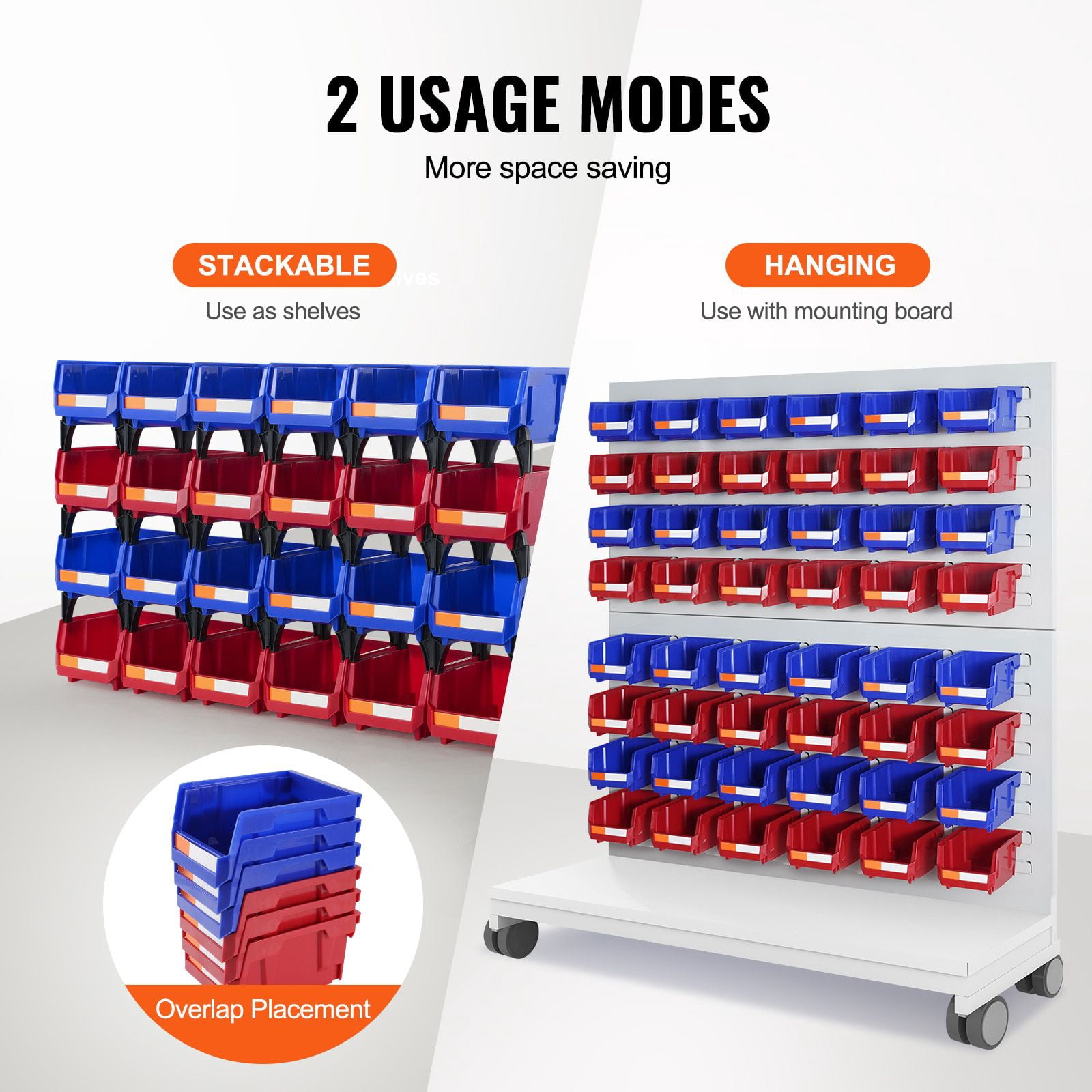 Stackable Storage Bins 5.39x4.13x3.07 Inch PP Plastic with Labels for Office Kitchen Garage Organization