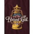 thumbnail image 3 of Blessed Girl Womens Long Sleeve T-Shirt Lantern, Maroon, SM, 3 of 6