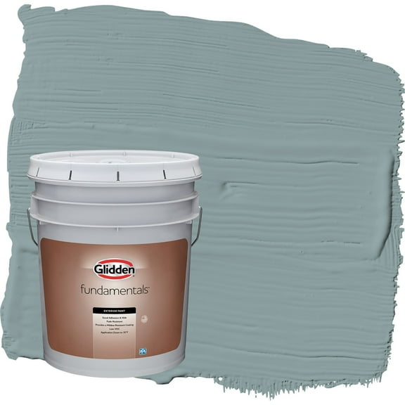 Glidden Fundamentals Aqua Smoke / Blue Flat Exterior Paint, 5 Gallon
