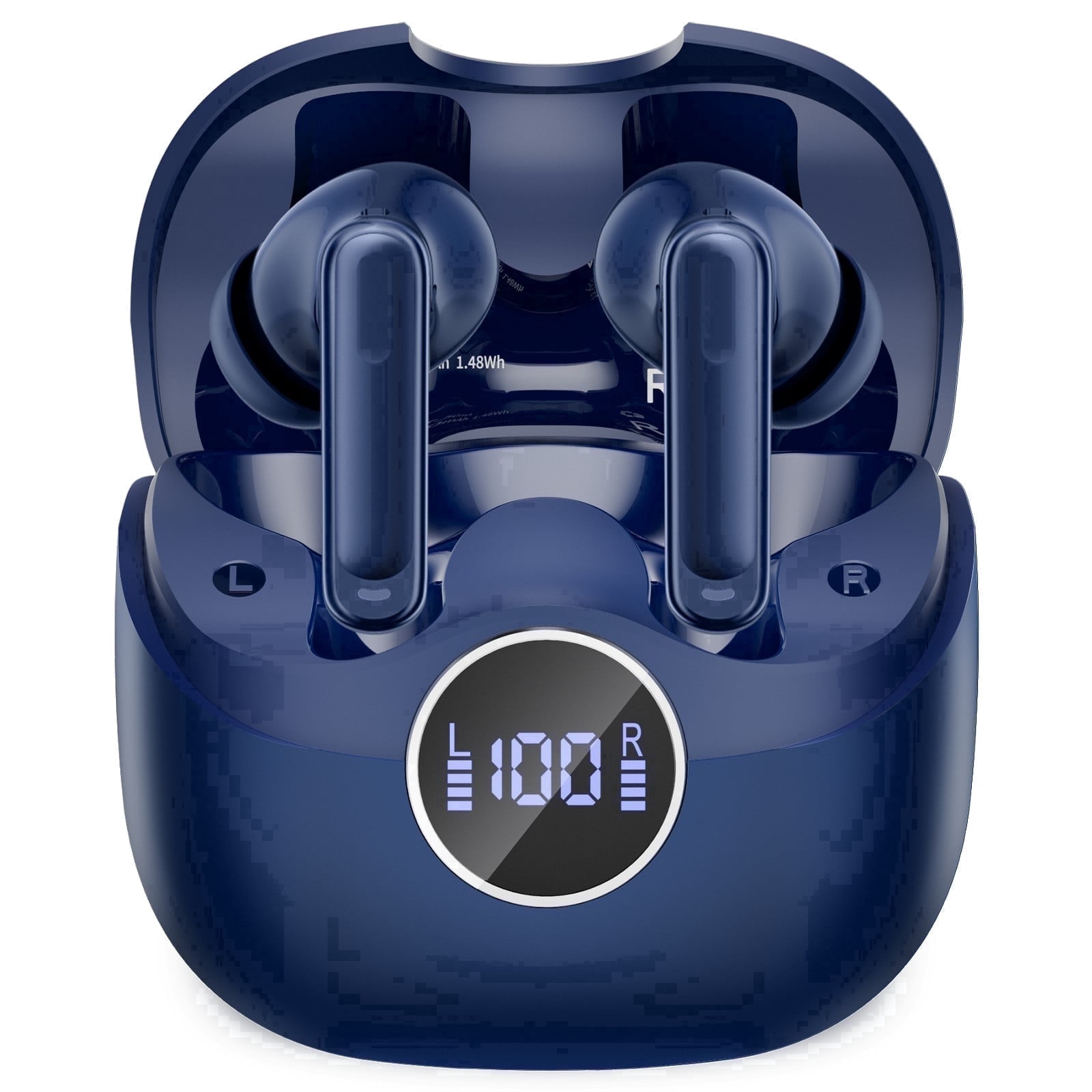 Wireless Earbuds, 6 ENC Mic Clear Call, Hybrid Active Noise Cancelling Ear Buds, 8EQ, Deep Bass, V5.4 Bluetooth Earbuds, 40H Playtime, LED Screen, IPX7 Waterproof, In-ear Earphones for Android iOS