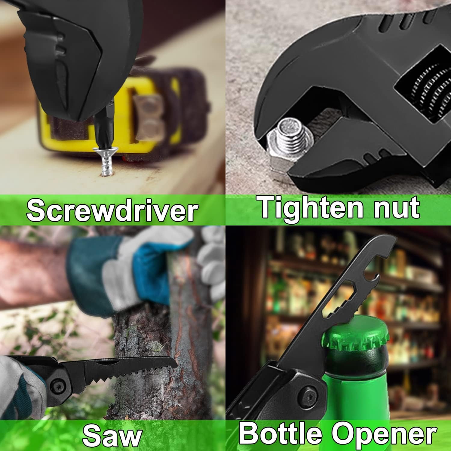 Multitool Wrench Adjustable Wrench with Flathead Phillips Screwdriver Nail File Bottle Can Opener And Screwdriver reservoir Multifunctional Purpose Stainless Steel Tool