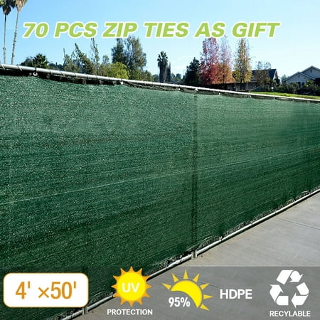 Jaxpety Dark Green 4'x50' Fence Windscreen Privacy Screen Shade Cover Fabric Mesh Garden