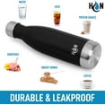 thumbnail image 5 of Hydration Nation Stainless Steel Water Bottle Double Wall Insulated - Midnight Black 17oz, 5 of 7