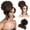 Chocolate Brown, variant on Curly Updo Wig with Bangs Messy Bun Hair Piece 2-in-1 Hair Topper Long Side Bangs Drawstring Ponytail Extension for Women Light Blonde