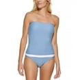 thumbnail image 4 of Calvin Klein EARL BLUE/WHITE Side-Shirred Bandeau Tankini Swim Top, US X-Small, 4 of 4