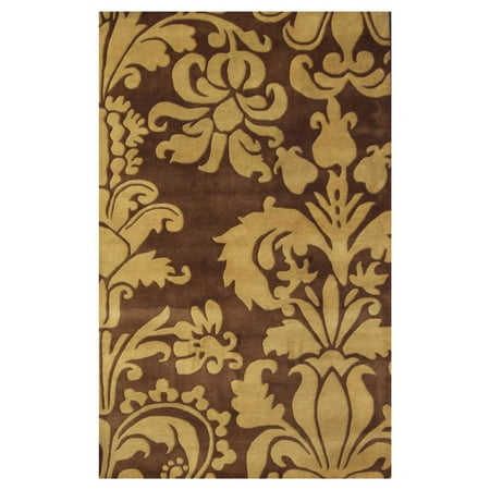 - Handmade New Zealand Blend Woolen Rug in Reddish Brown