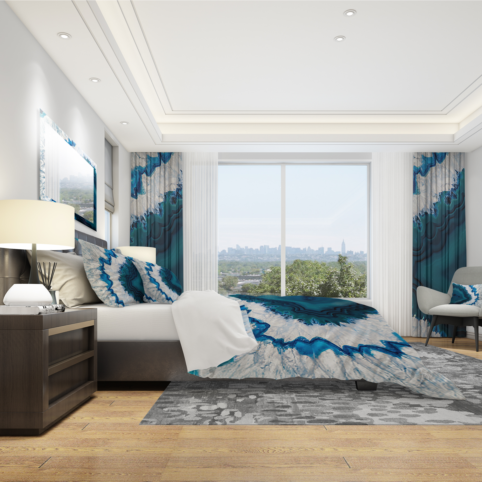 Designart 'Blue Brazilian Geode' Modern & Contemporary Duvet Cover Set