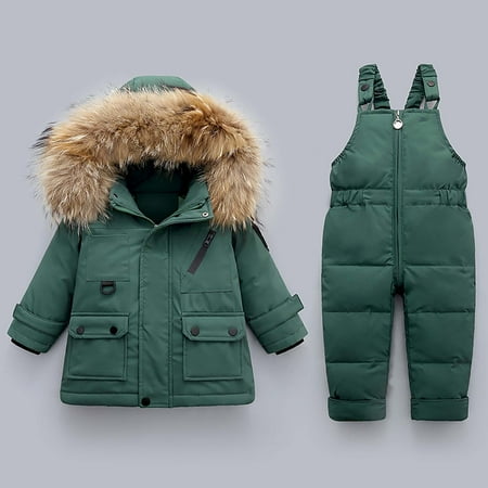 

Holiday Savings Clearance 2022! VOBERRY Winter Jacket Winter Baby Thickened Down Jacket Strap Pants Two-piece Suit Green 3-4 Years