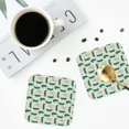 thumbnail image 4 of Yiaed Cartoon Crocodile Print Leather Coasters for Drinks - Cup Coasters Coffee Table Kitchen Table Bar, Home & Office Gifts Handmade Drink Coasters-Square, 4 of 6