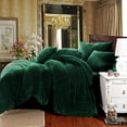 thumbnail image 3 of 3 Piece Winter Warm Dark Green Comforter Cover Crystal Flannel Bedding Sets Velvet Full Duvet Cover Set, 3 of 5